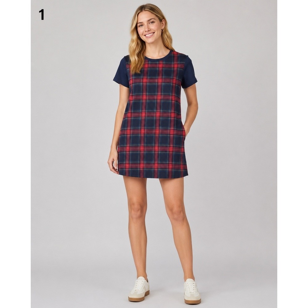 The‎ Fifth Shift Dress Womens Small Black Plaid Front Cotton Polyester Blend